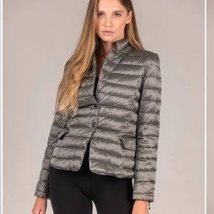 Anorak $179 Button Down Blazer Jacket Down Puffer Woman’s Large Gray